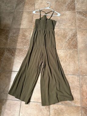 Women’s Olive Green Smocked Jumpsuit